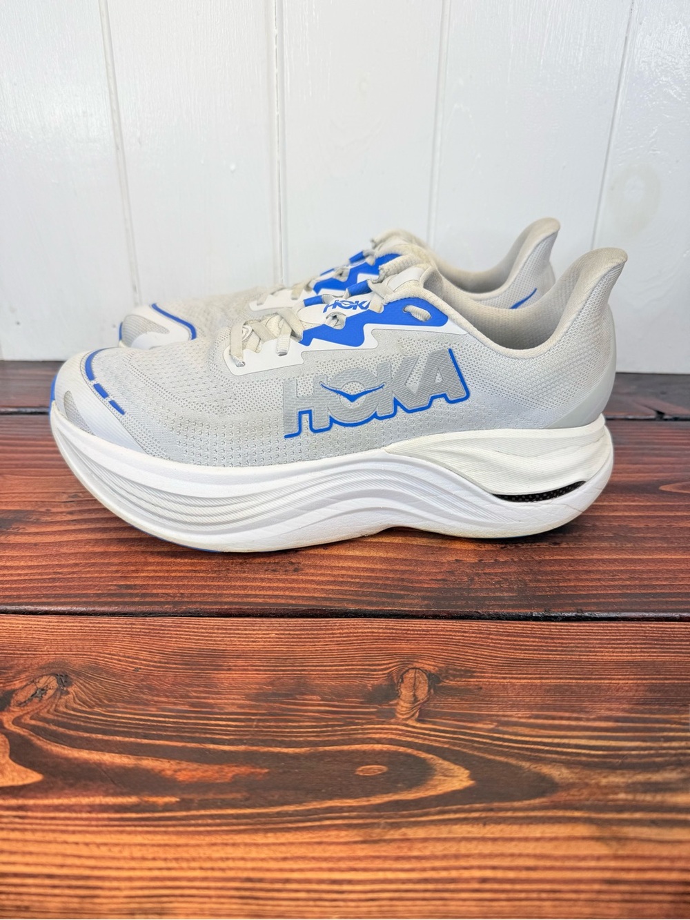 HOKA Skyward X Cosmic Grey Silver Carbon Plate Running Shoes Men’s 11